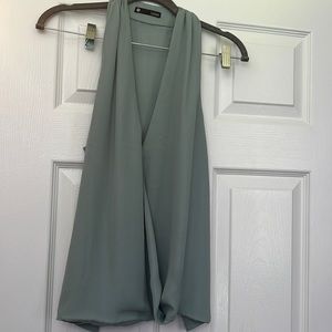Krisa Surplice Tank Top in Aqua